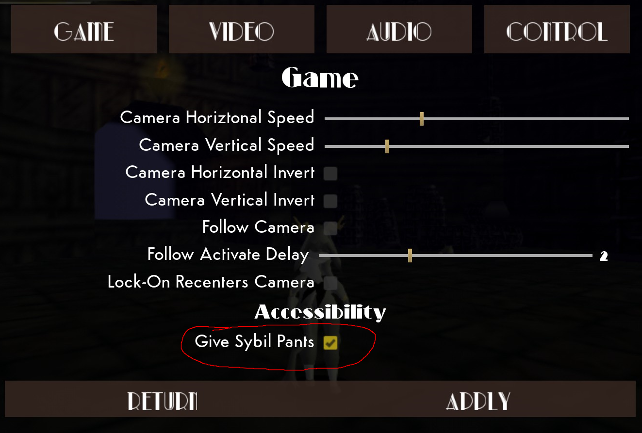 Step 3: On the final option click the checkmark to give Sybil Pants
